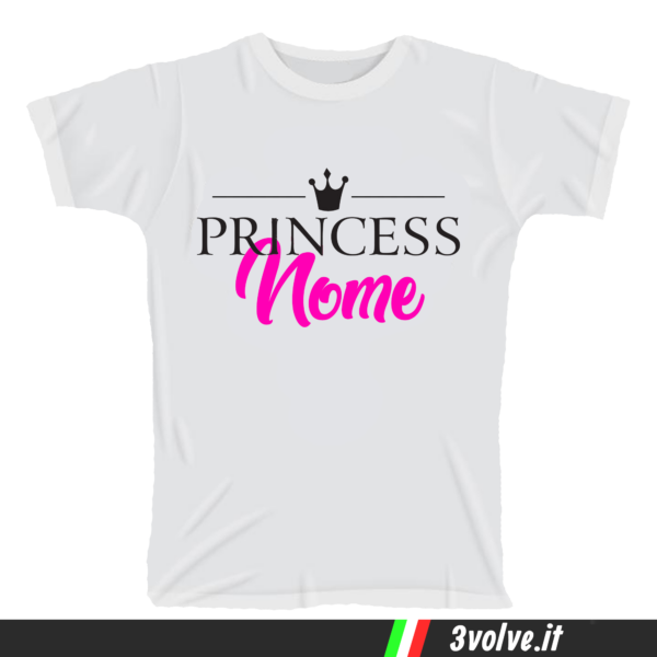 T-shirt Princess con corona con nome